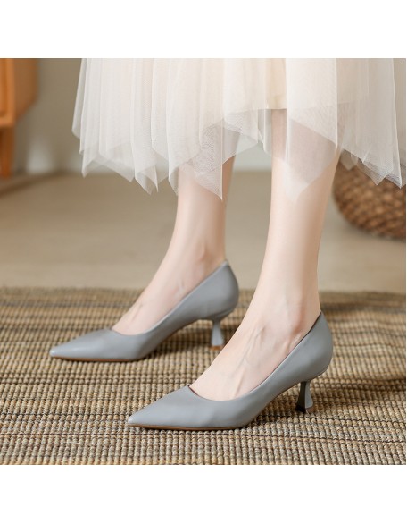 New style pointed toe stiletto heel low-cut women's shoes soft leather single shoes women's versatile