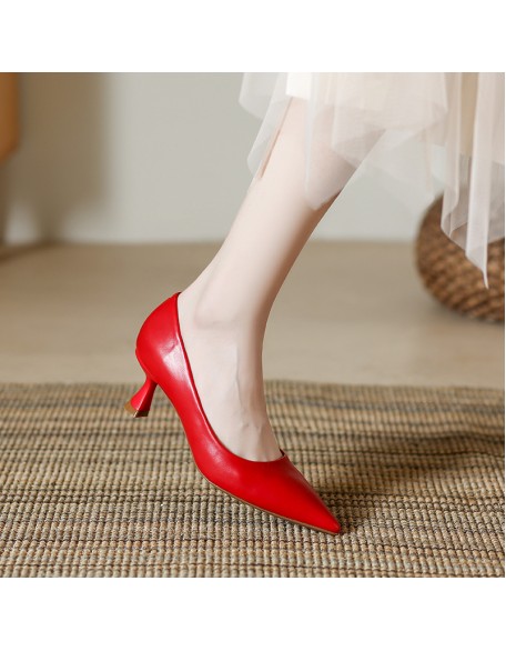 New style pointed toe stiletto heel low-cut women's shoes soft leather single shoes women's versatile