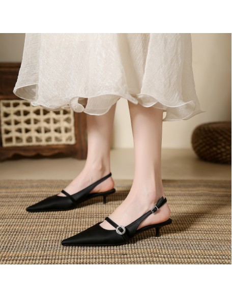 New Korean-style fairy-like pointed-toe low-heeled sandals for women, everyday versatile women's shoes.