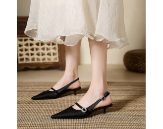 New Korean-style fairy-like pointed-toe low-heeled sandals for women, everyday versatile women's shoes.