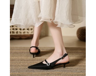 New Korean-style fairy-like pointed-toe low-heeled sandals for women, everyday versatile women's shoes.