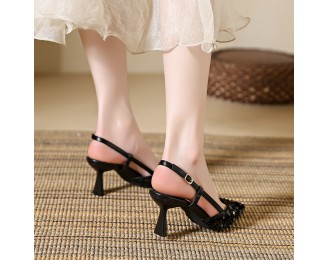 Women's high-heeled sandals with thin heels, elegant pointed-toe pumps, fashionable strappy shoes